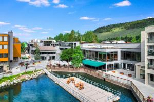an aerial view of a city with a river and buildings at Keystone Lodge & Spa, A Vail Resorts Property in Keystone