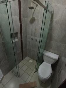 a bathroom with a shower and a toilet at Hotel RINCON RESORT TEQUILA in Tequila +19 photos