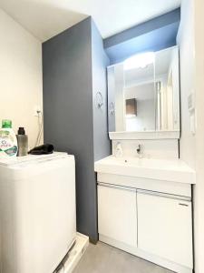 a bathroom with a white sink and a mirror at TIC HOTEL Hisayaodorisakae in Nagoya
