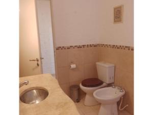 a bathroom with a toilet and a sink at Casa Willy Pampa in Barreal +11 photos