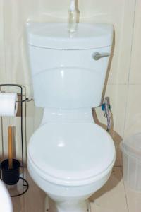 a bathroom with a white toilet in a room at Alikho luxury accommodation in Abisai