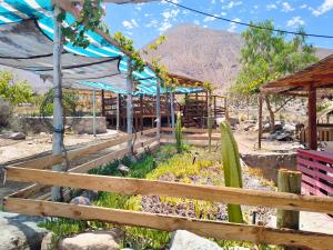 a garden in front of a building with a fence at Casona Mamalluca in El Durazno
