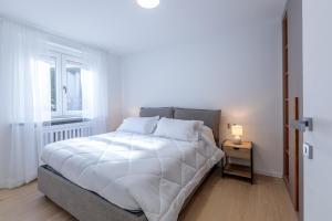 a bedroom with a white bed and a window at Blanc 4810 in Pré-Saint-Didier