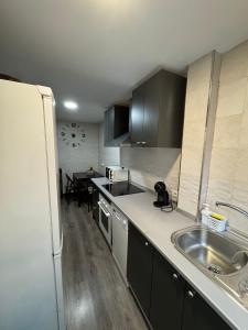 a kitchen with a sink and a counter top at Rooms Capulino in Málaga
