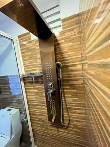 a shower in a bathroom with a toilet at Slon Ella in Ella