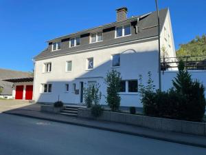 a white building on the side of a street at Sauerland Apartments in Schwalefeld
