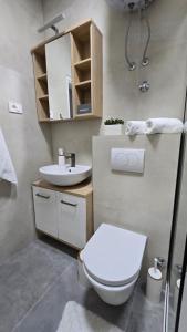 a bathroom with a toilet and a sink at Matea Apartments Milna in Milna +58 photos
