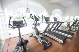 a group of exercise bikes in a gym at Santorini Negombo in Negombo