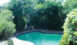 a swimming pool in a yard with trees at Villa Pascal Guest House in Durbanville