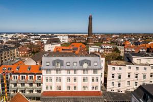 an aerial view of a city with buildings at Haus Nordmeer in Borkum