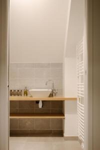 a bathroom with a sink and a counter at La buanderie du château in Le Boulay