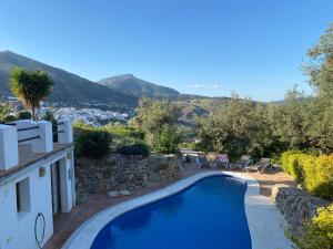 a swimming pool in the backyard of a house at Casa Olivo in Casarabonela