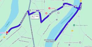 a map with blue and purple lines on it at Entre Meuse et forêt in Revin
