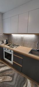 a kitchen with a stove and a sink at AirApartment in Chişinău