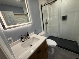a bathroom with a sink and a toilet and a shower at Signature Suite in Orlando