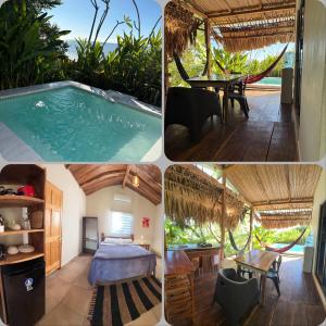 a collage of pictures of a villa with a swimming pool at Surf Lodge El Carrizal-Punta Mango in La Periquera