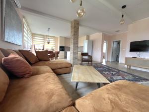 a living room with a couch and a table at Pista house in Beograd