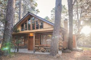 a log cabin in the woods with trees at Mexiquillo - La Fogata - Cabin #5 in La Ciudad