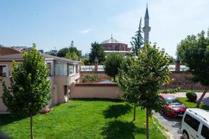 a house with a yard with trees and a mosque at Bright Apart Hotel in Istanbul