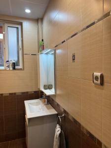 a bathroom with a sink and a mirror at Apartamento Elit in Dimitrovgrad +36 photos