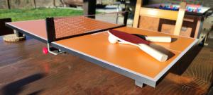 a toy table with a ping pong racket on it at La casa Chiappelle in Cortemilia