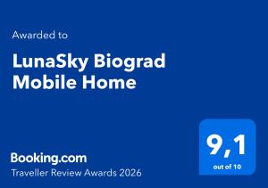 a blue sign with the words linkedin mobile home at LunaSky Biograd Mobile Home in Biograd na Moru