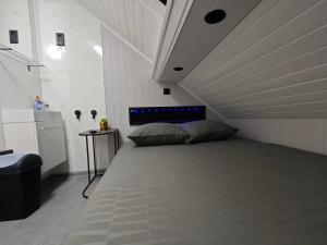 a bedroom with a bed in a attic at Budget-Room 2p in Ostend
