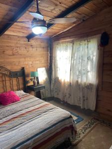 a bedroom with a bed and a ceiling fan at Las calandrias in Barrio Copacabana