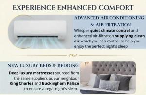 an image of an advertisement for an advanced air conditioning and air filtration bed at The Melita in London