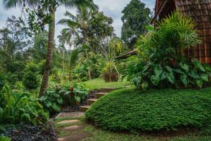 a garden with stairs leading to a house at Udaka Retreat in Payangan