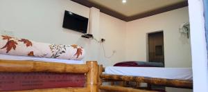 a room with two beds and a tv on the wall at BAGIYA Hut RESORT in Billi