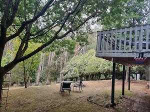 a basketball hoop in a park with a basketball hoop at Mount Buller Summer & Ski Holiday House The Bower in Merrijig