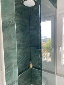 a shower with a glass door in a bathroom at FRAROCKA B and B in La Ciotat +14 photos