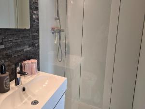 a bathroom with a shower and a sink at Group accommodation in Borgloon Hof Van Kalenberg in Borgloon +13 photos