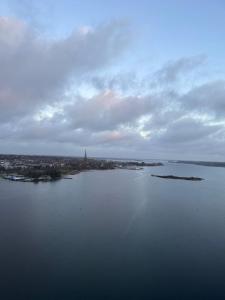an aerial view of a large body of water at Inselblick 3 in Schleswig