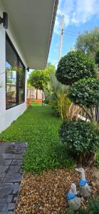 a garden with some plants and a house at Ari & Alki Garden in Ban Nong Nam Khan +12 photos
