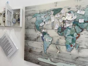 a map of the world on a wall at 20 a Trieste in Trieste