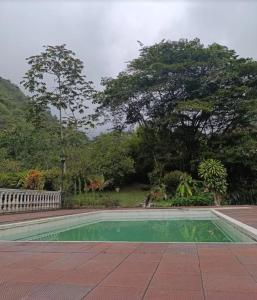a swimming pool in the middle of a yard at Villa Tahiti in Palmira