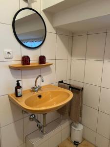 a bathroom with a sink and a mirror at Ruheoase in Konz-Könen in Konz