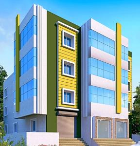 a rendering of a building with a yellow at Hotel Biswal Inn in Cuttack