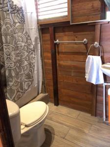 a bathroom with a toilet and a sink at Casa Santa Teresita in El Progreso