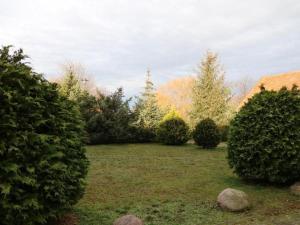 a garden with trees and bushes in a yard at Apartment Urlaubszuhause by Interhome in Naundorf