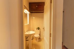 a small bathroom with a toilet and a sink at El Laurel, Remote Work Friendly, City Center in Los Llanos de Aridane +26 photos