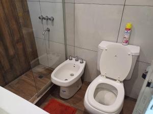 a bathroom with a toilet and a shower at il Mandarino in Bahía Blanca