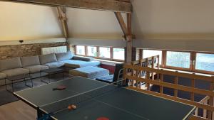 a living room with a ping pong table at L'Eaubergerine in Herbeumont