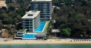 an aerial view of a hotel on the beach at Fancy Beachfront Condominium in North Pattaya