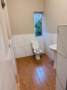 a bathroom with a toilet and a sink at Pholanathi Lodge in Cliffdale