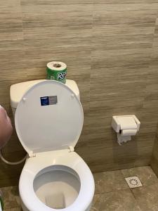 a bathroom with a toilet and a roll of toilet paper at Tulivu Nyumba in Arusha +14 photos