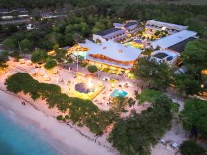 an overhead view of a resort on the beach at night at Pearl Sunset Resort - Sunset Moments, Adults Only in Gili Trawangan
