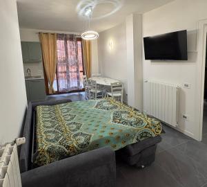 a bedroom with a bed and a table and a television at Ami Affittacamere 4 in Castel San Giovanni
